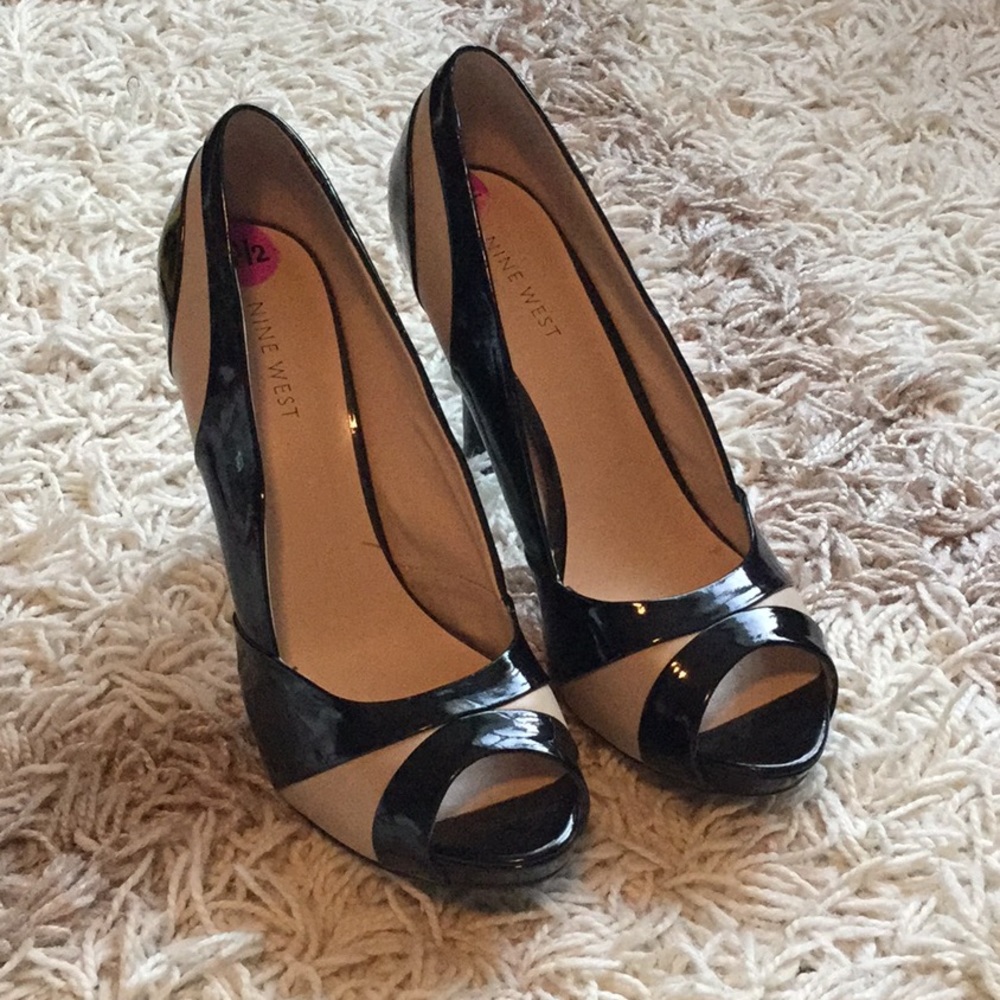 Black and cream women's heels